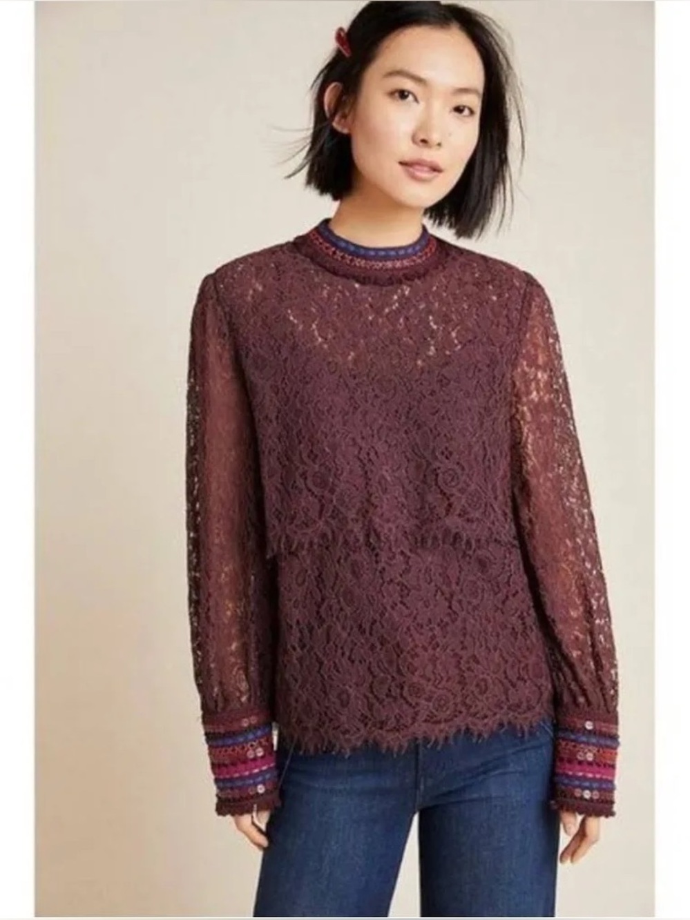 Anthropologie Bl^nk London Lace Savannah Top